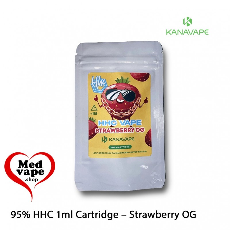 OG STRAWBERRY 95% HHC 1ml 510 CARTRIDGE - KANAVAPE - MEDVAPE OG STRAWBERRY 95% HHC 1ml 510 CARTRIDGE - KANAVAPE - MEDVAPE