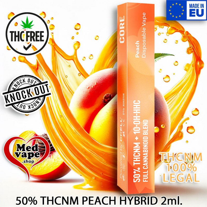 50% THCNM + 10-OH VAPE PEACH HYBRID 2ML THC-FREE CORE